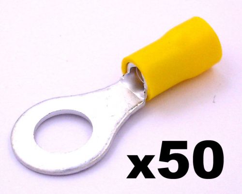 50x yellow 8.4mm insulated ring crimp connector terminals for electrical wiring
