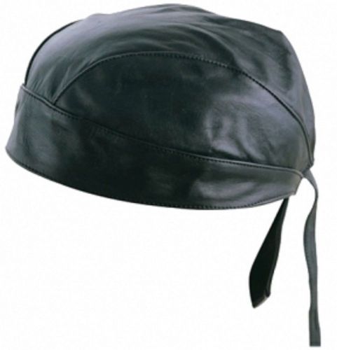 Plain black leather headwrap do rag motorcycle riding gear 1335.00