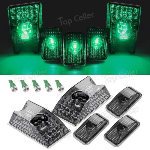 5pcs smoke cab roof light crystal chrome+ 5050 green w5w led for 03-09 hummer h2