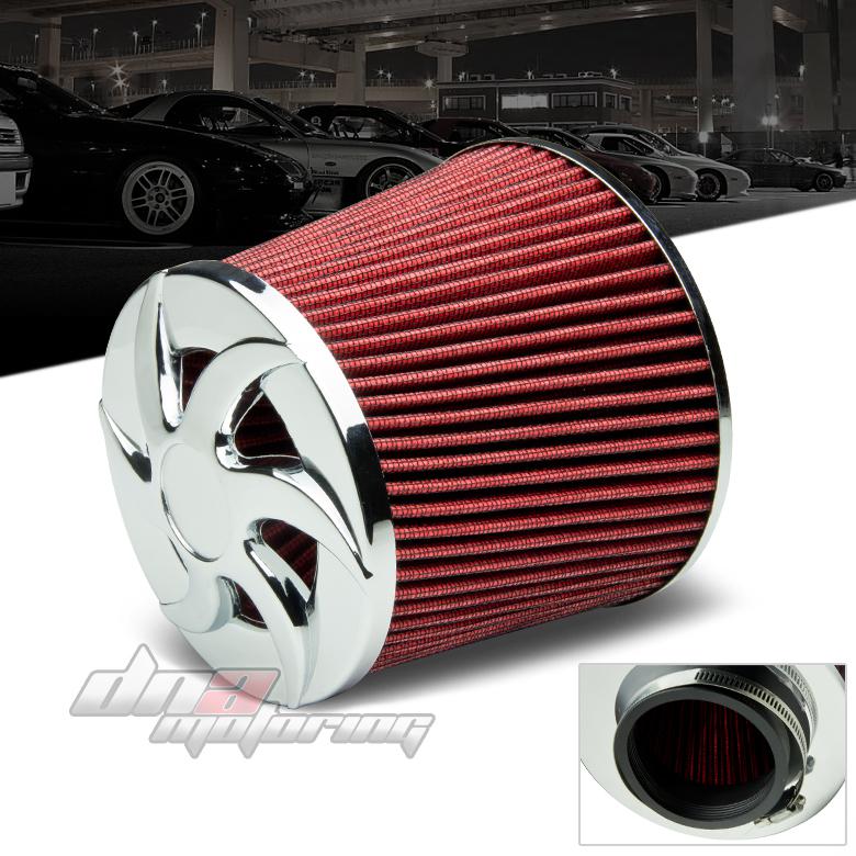 3" red cold air/short ram intake/turbocharger racing spiral cone gauze filter