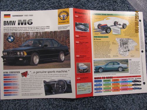 ★★ bmw m6 e24 - collector brochure specs info - 1985 - 1989 ★★