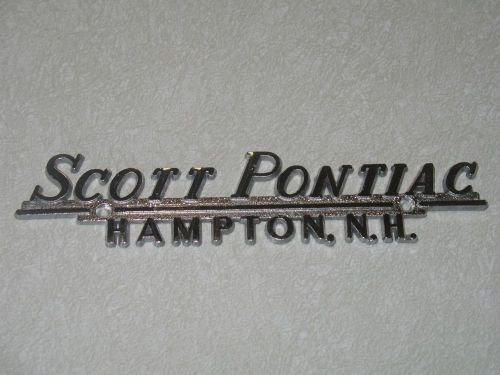 Vintage scott pontiac metal chrome auto dealer emblem nameplate hampton nh