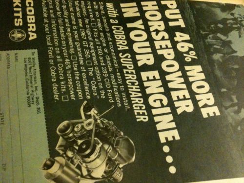 1967 shelby mustang gt 350 cobra supercharger ad ford 260 289