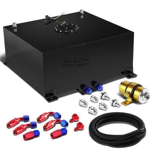15 gallon aluminum fuel cell tank+cap+oil feed line+30 micron inline filter gold