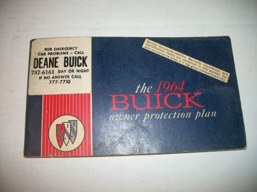 1964 buick owners manual protection plan booklet origional glove box book
