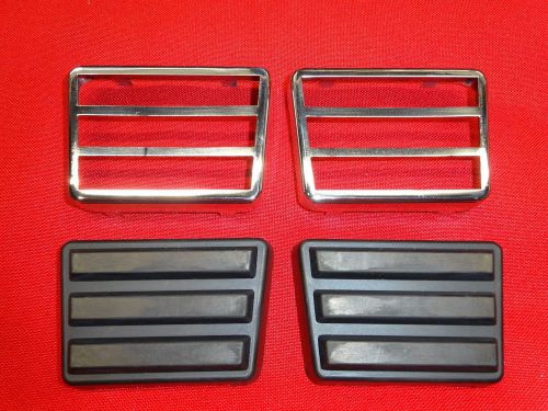 1962-64 ford galaxie xl clutch brake pedal pads &amp; stainless trim set 390 4 speed