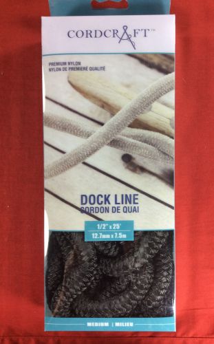 Dock line 1/2&#034; x 25&#039; black premium nylon braided cordcraft