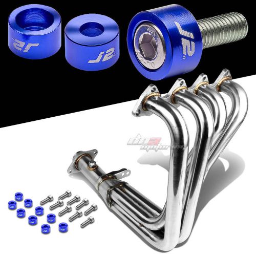 J2 for 94-01 dc2 b18c exhaust manifold 4-1 header+blue washer cup bolts