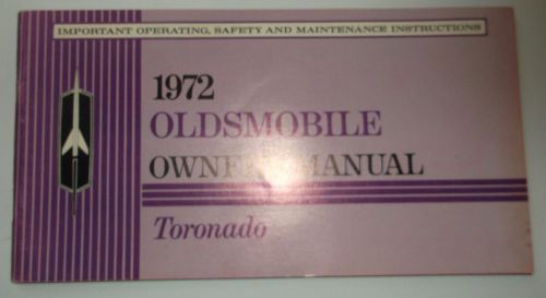 1972 oldsmobile toronado owners manual
