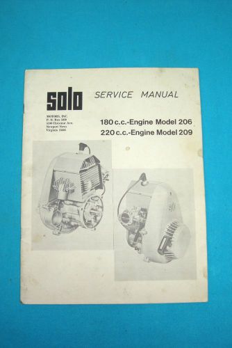 Vintage 1970&#039;s solo kart engine manual 180cc &amp; 220cc model 206 &amp; 209