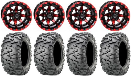 Sti hd6 red/black golf wheels 12&#034; 23x10-12 bighorn 2.0 tires e-z-go &amp; club car