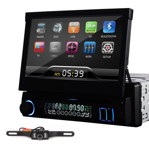 7&#034; single 1 din car dvd player in dash stereo lcd touch screen bt radio +camera