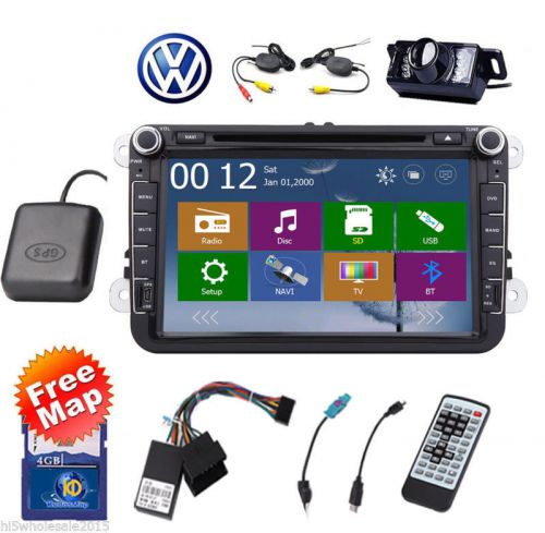 8&#034; gps navi 2 din auto radio stereo car dvd bt for vw skoda jetta passat+camera