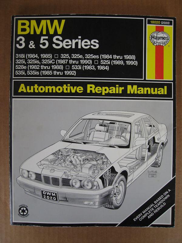 Haynes repair manual bmw 3 & 5 series 1984 thru 1992 various models