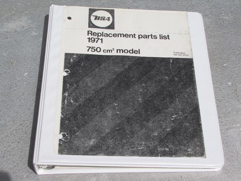 Bsa b.s.a. parts list book copy 1971 publication a75 rocket 3 750