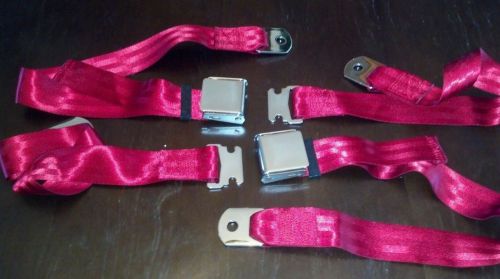 Red vintage aircraft latch seat belt vw datsun 510 240z 260z bug bus bmw 2002tii