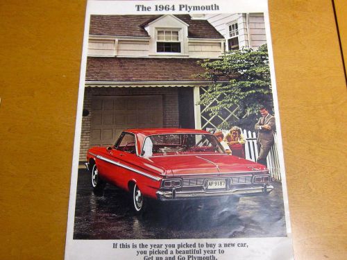 Vintage 1964 plymouth fury belvedere savoy factory color dealer brochure