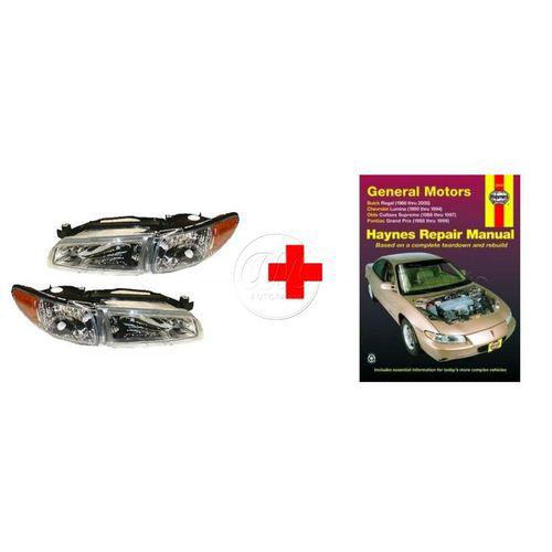 97-99 pontiac grand prix headlight parking lamp pair set and haynes manual