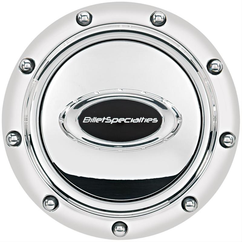 Billet specialties horn buttons bsp32715 polished with black logo kit -