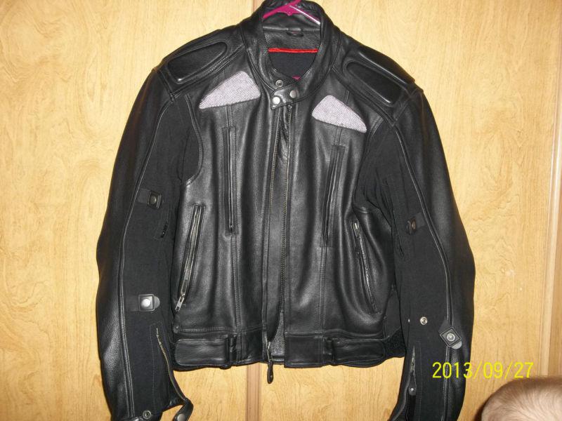 First racing ce cert. armored motorcycle racing jacket black men's size large 