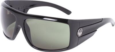 Dragon shield sunglasses, jet frame, green polarized lens