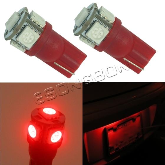2x red t10 wedge 168 194 921 5 led bulbs interior led lamps license plate lights