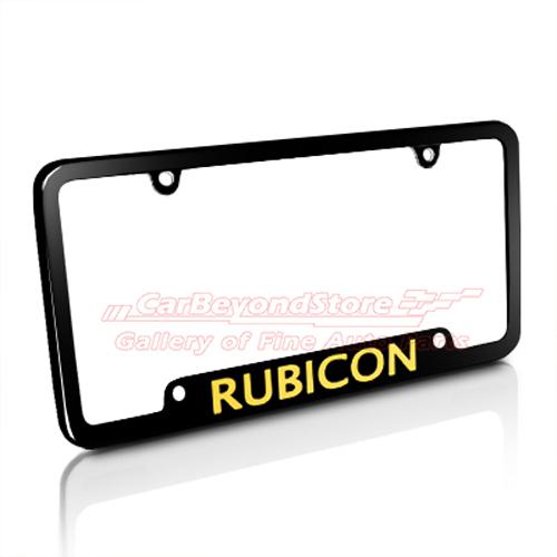 Jeep yellow rubicon black metal license plate frame, 5 yrs warranty + free gift