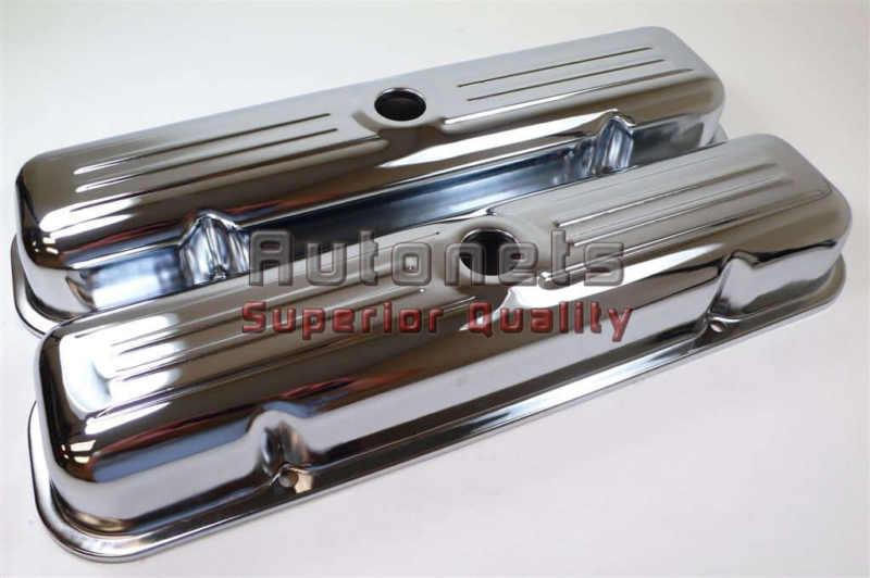 Pontiac chrome steel 326 350 428 455 short style valve cover street hot rat rod