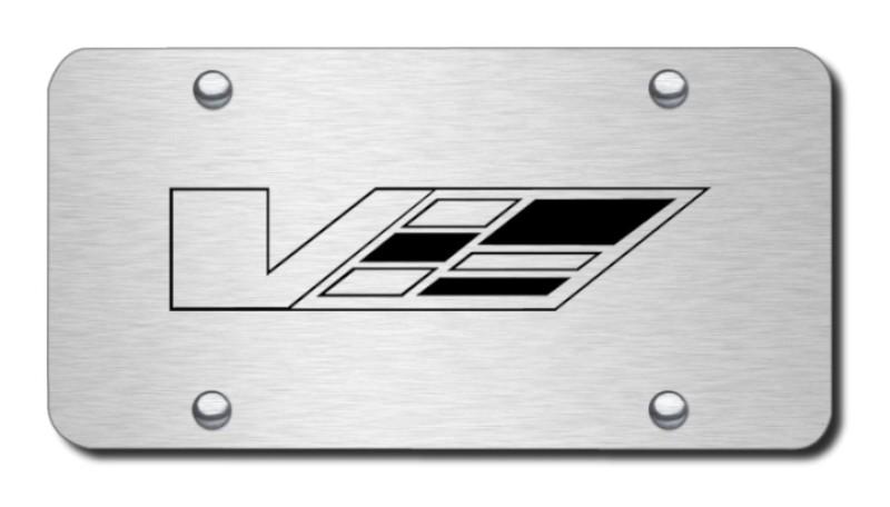 Cadillac v laser etched brushed stainless license plate made in usa genuine