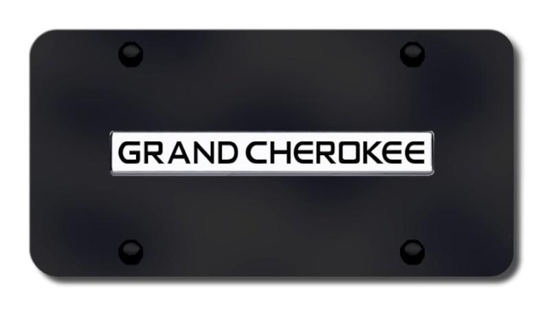 Chrysler grand cherokee name chrome/black license plate made in usa genuine