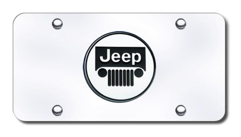 Chrysler jeep logo chrome on chrome license plate made in usa genuine