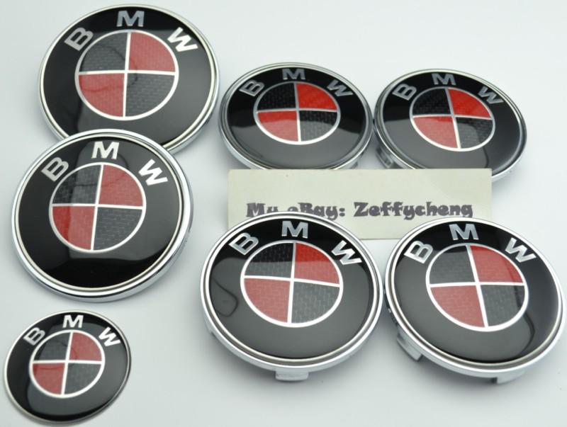 7pc-set new carbon fiber for bmw car caps hood badges wheels hubs e53 e60 e61 33