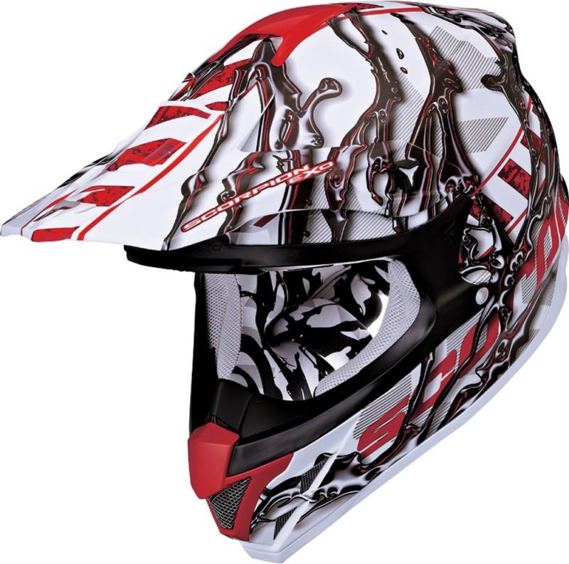 Scorpion vx-34 oil - off-road helmet - white/red - sm