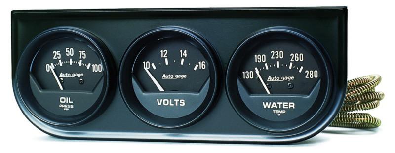 Auto meter 2348 autogage; black oil/volt/water; black console