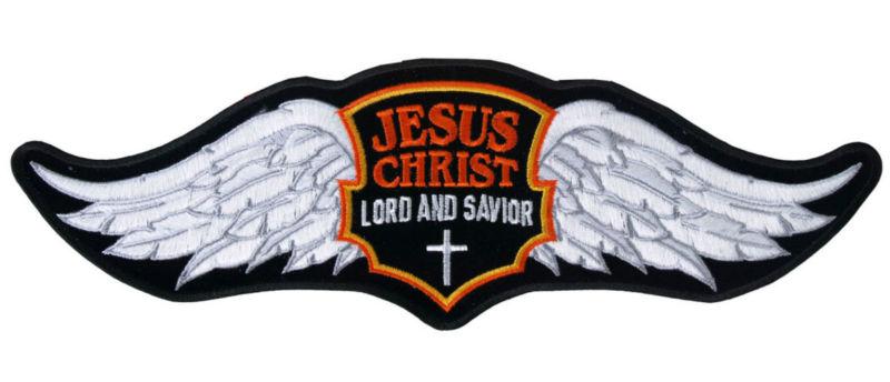 Jesus wings embroidered biker patch 12" x 3.75"