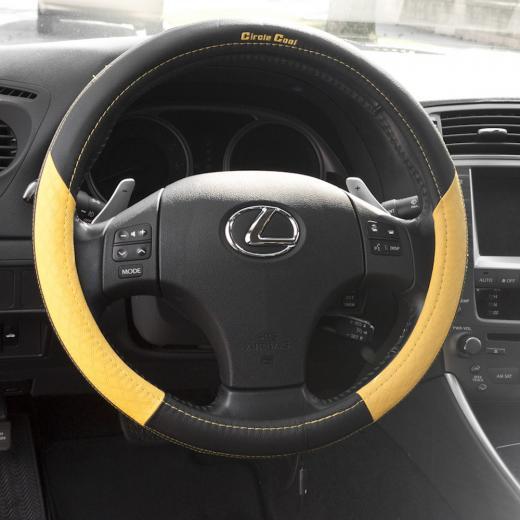 Black+yellow leather steering wheel cover 58012j for toyota scion xb tacoma fr-s