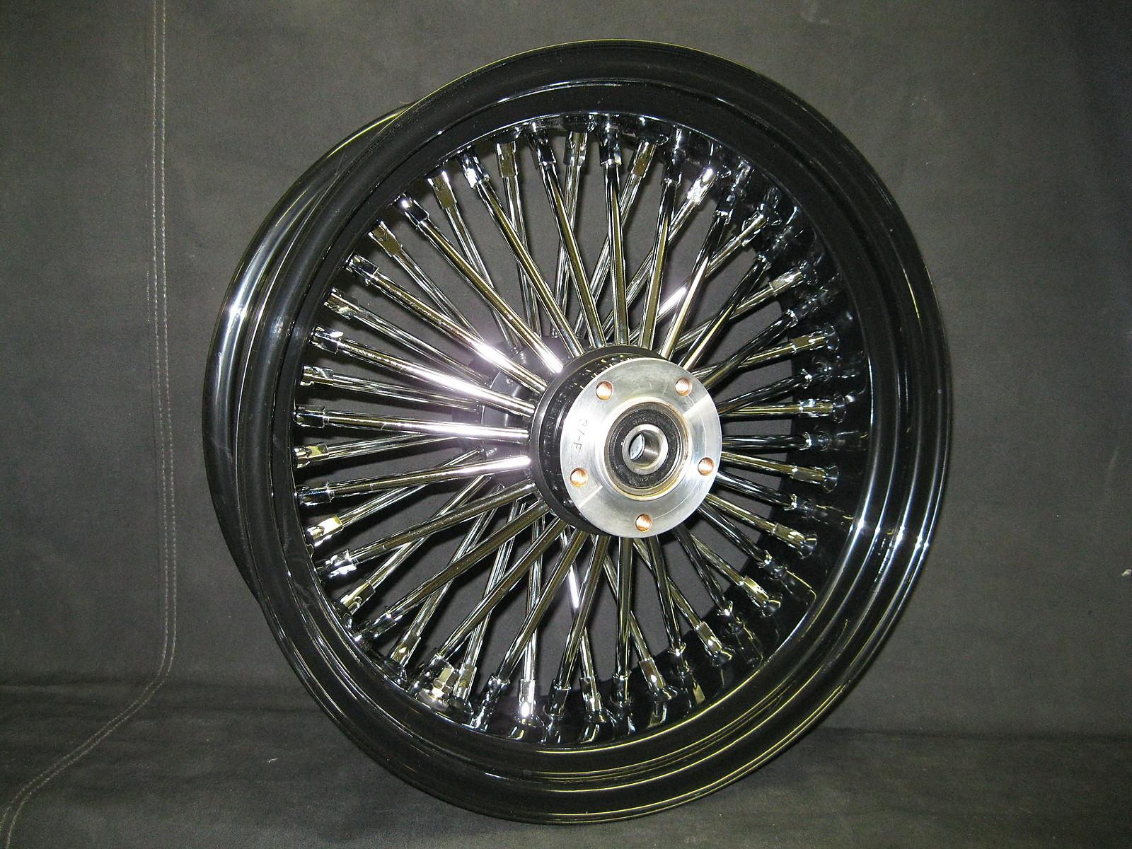 Chrome & black ultima 48 fat king spoke 16x5.5" rear wheel for harley & customs