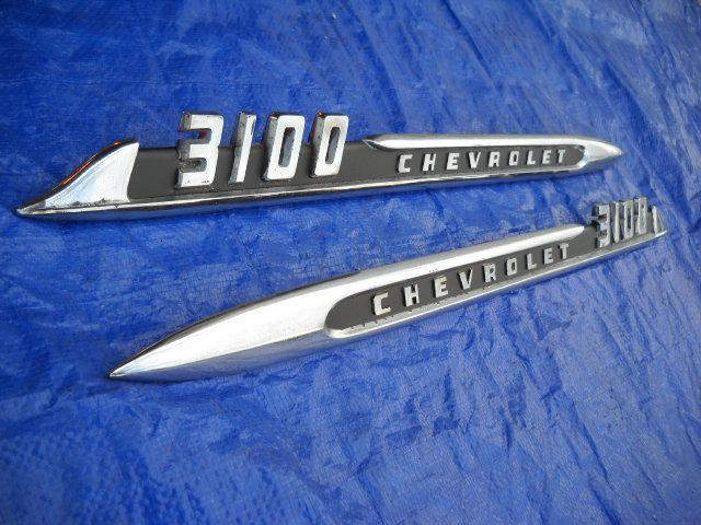 1955 1956 chevrolet 3100 pick up truck fender emblems call outs chevy match set