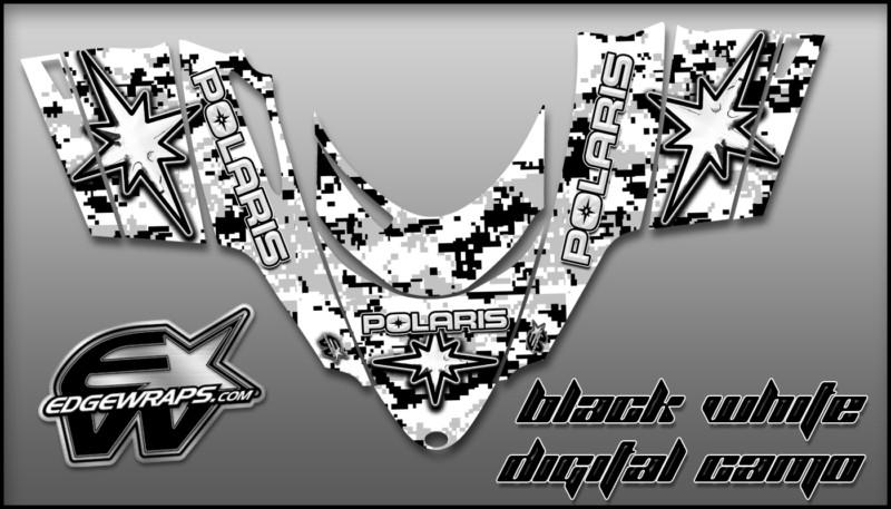 Polaris dragon,shift,rmk, i.q,switchback graphics kit - black white digital camo