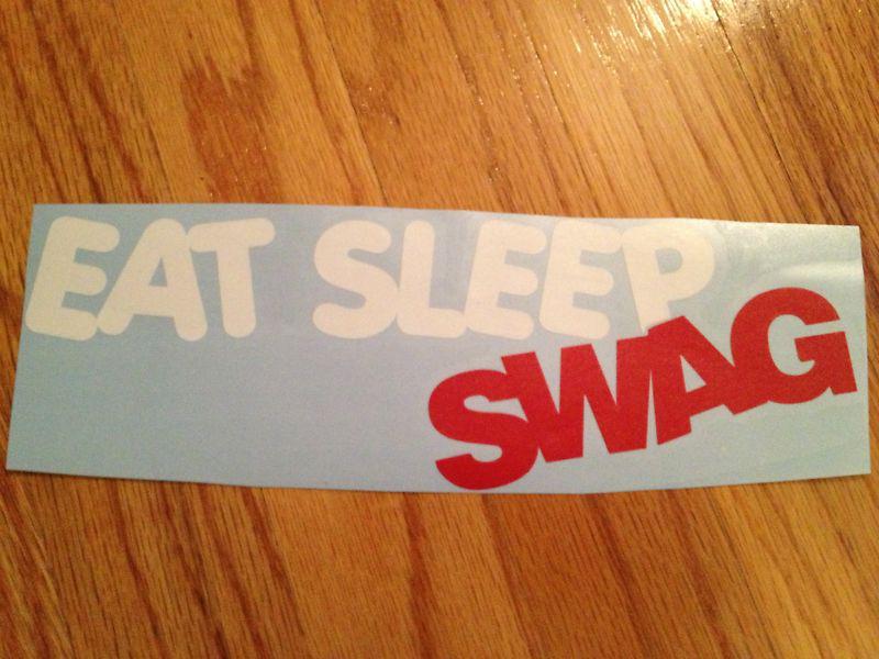 Jdm - eat sleep swag - window sticker - decal - white with red color