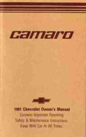 1981 chevy camaro owners operation & instruction manual