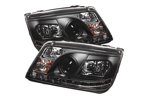 Spyder vj99drl black clear projector headlights head light w leds 2 pcs 1 pair