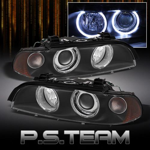 97-03 bmw e39 5 series dual halo projector black headlights lamps left+right