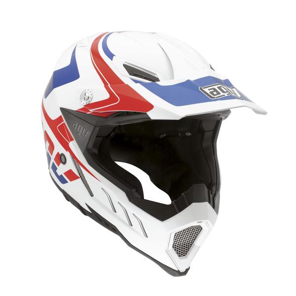 Agv ax-8 evo red/blue large off-road motorcycle display helmet-perfect condition