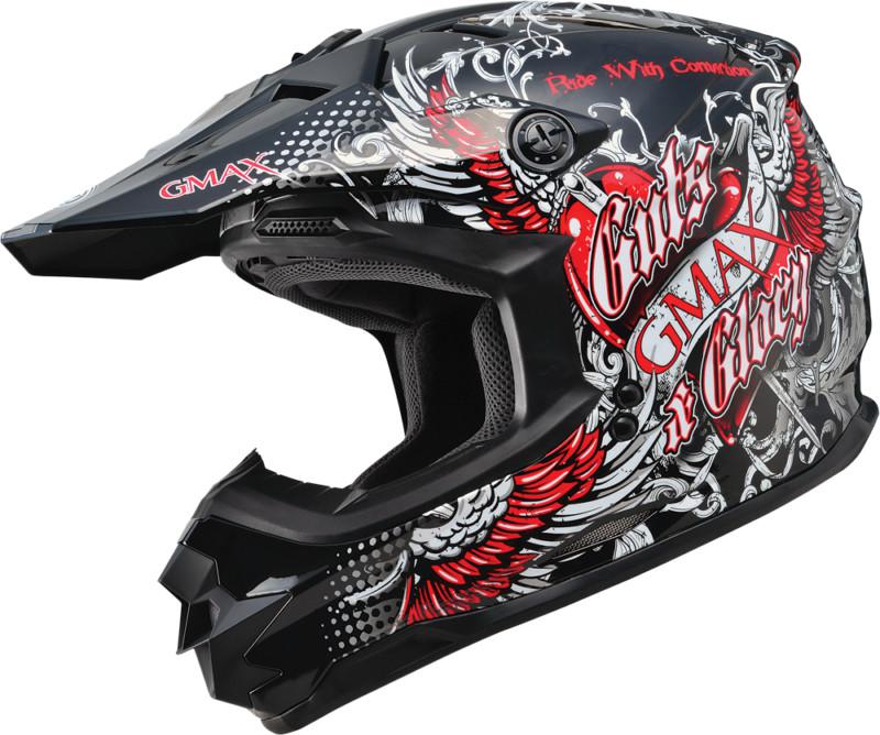 G-max gm76x conviction graphic motorcycle helmet conviction gloss black/red 1x