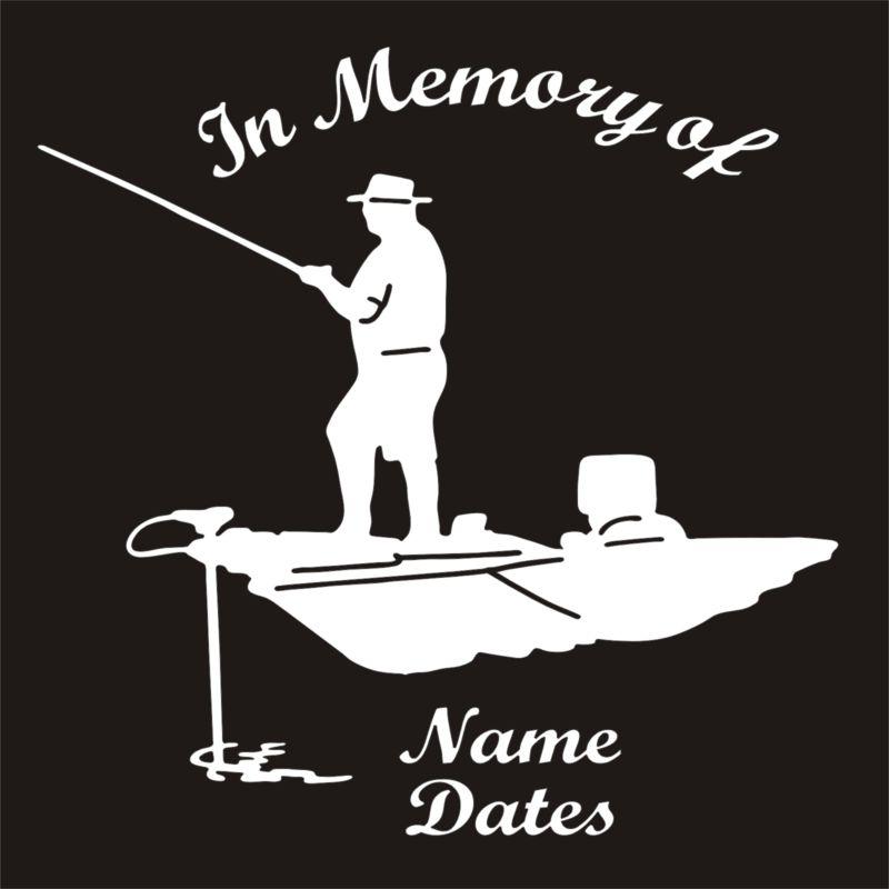 In memory of bass fisherman boat fish vinyl decal window sticker qty 4