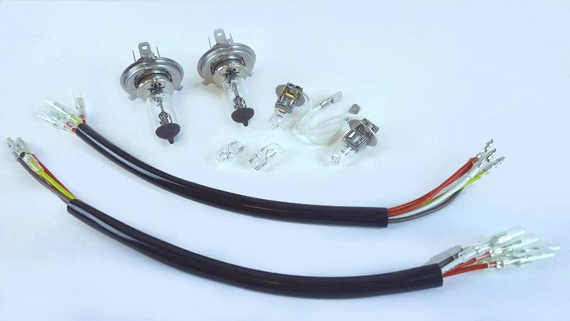 Usa euro mercedes headlamps wiring adapters +bulbs h4 h3 w123 w124 w201 w126 194