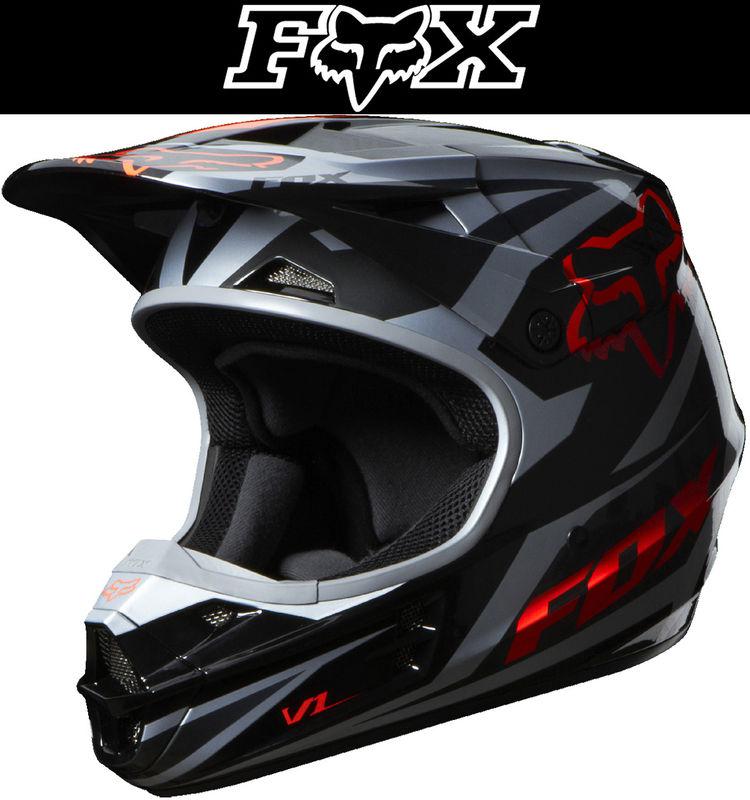 Fox racing v1 race orange grey black dirt bike helmet motocross mx atv 2014