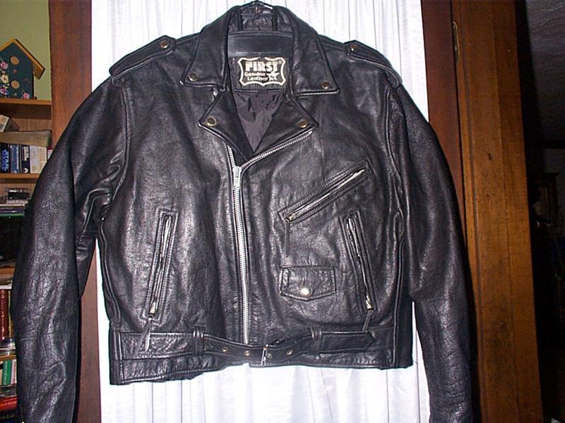 First geniune leather motorcycle jacket chp police style size 50