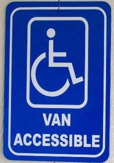 Van accessible handicap only parking sign 18" x 12" new